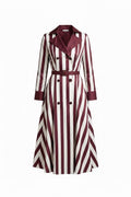 Robe Chemisier Longue Rayée Bordeaux