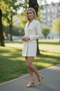 White Long Sleeve Blazer Dress