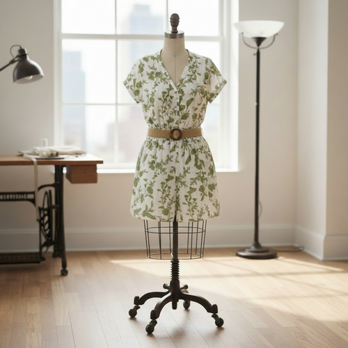 Ensemble short et chemisier à Imprimé Floral Vert