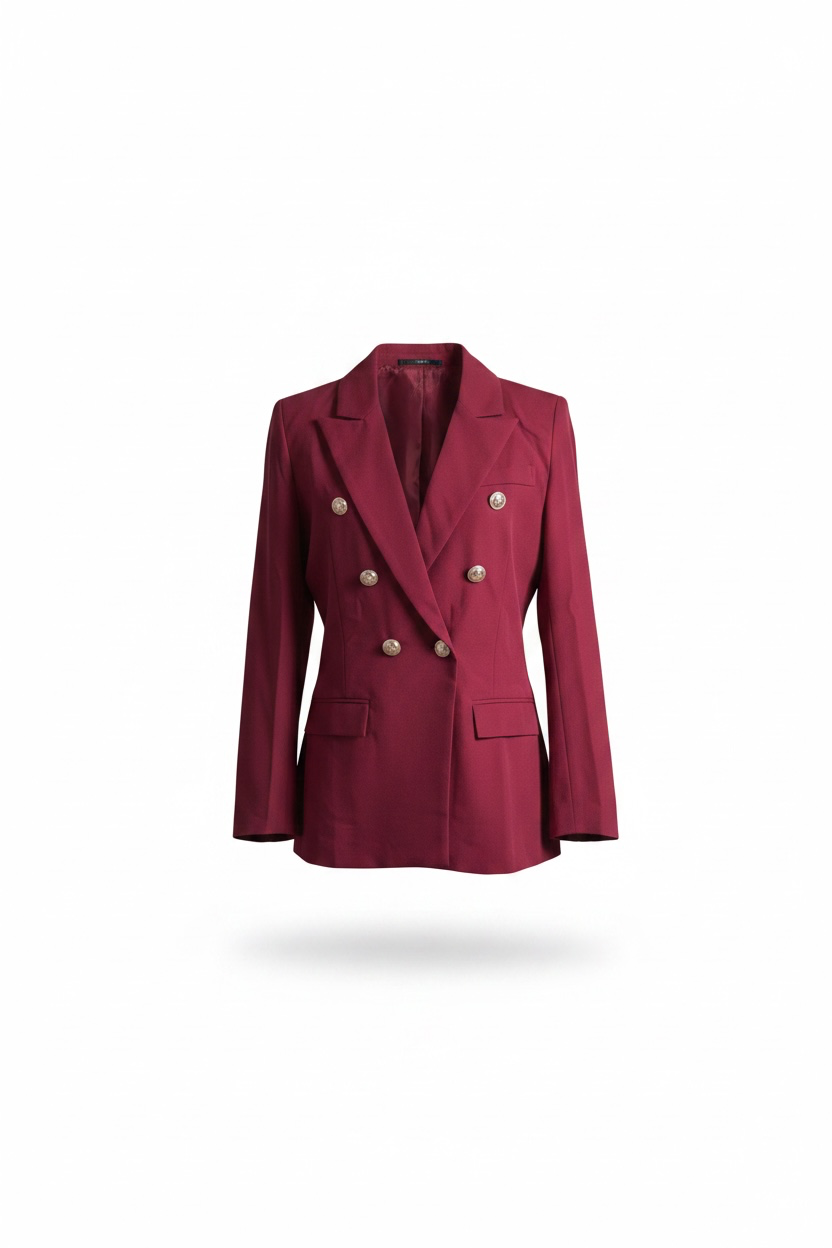 Women's Double-Breasted Bordeaux Blazer – Elegance & Character