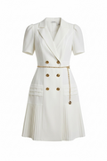 White Pleated Blazer Dress