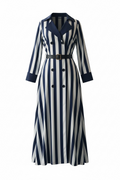 Blue Striped Long Shirt Dress