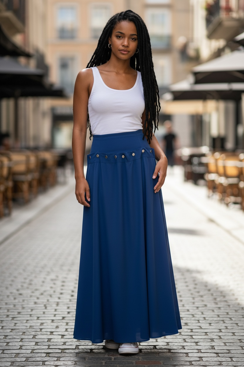Jupe Longue Fluide Taille Haute